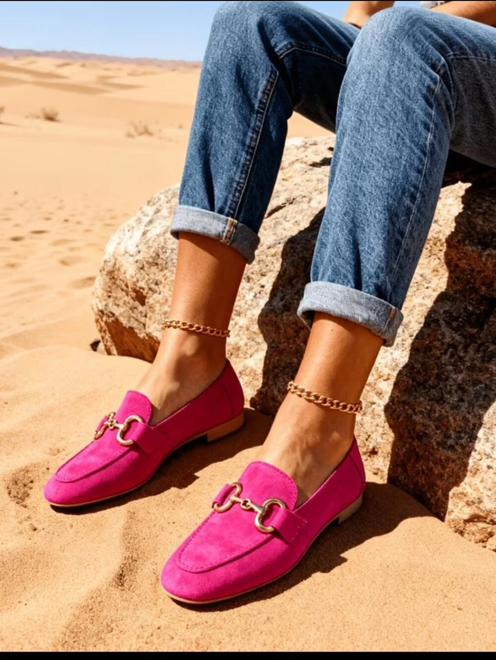 Women'S Spring New Casual Flat Loafers with Metal Buckles, Round Toe, Large Size